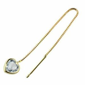  earrings lady's one-side ear earrings Heart long earrings aquamarine yellow gold k18 18k 18 gold gem free shipping sale SALE
