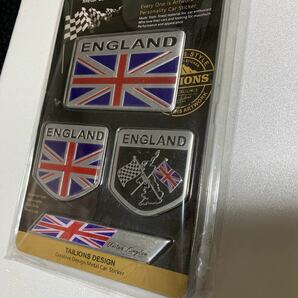 イギリス UK 国旗 ユニオンジャック アルミ製 ステッカー エンブレム シール 4枚セット 新品未使用未開封の画像3