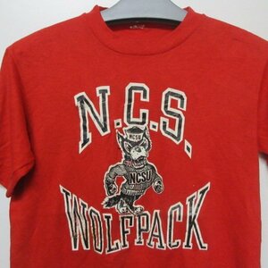 80年代　アメリカ製　 Tシャツ M　赤　NCS キャラクター　オールド　ビンテージ　アメカジ古着　sy3490