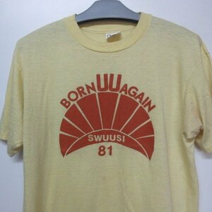 80年代　アメリカ製　 Tシャツ XL 黄色　ヘインズ　オールド　ビンテージ　アメカジ古着　sy3544