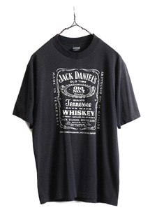 80s ビンテージ ■ ジャック ダニエル 両面 プリント 半袖 Tシャツ メンズ L 小さめ M 程/ 80年代 JACK DANIEL'S 企業 黒 シングルステッチ