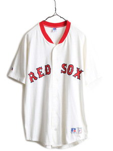 90s USA製 デッドストック ■ MLB オフィシャル ラッセル レッドソックス ベースボール Tシャツ メンズ M/ 新品 90年代 オールド 大リーグ