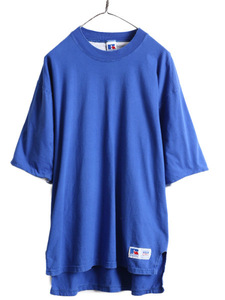 90s USA製 ■ ラッセル 無地 半袖 Tシャツ ( メンズ L ) 古着 90年代 アメリカ製 オールド RUSSELL ヘビーウェイト ブルー ダブルフェイス