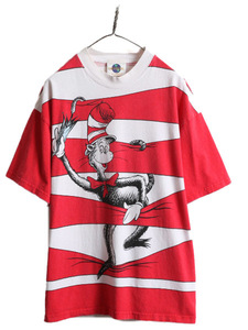 90s USA製 ■ ドクタースース オールオーバー プリント 半袖 Tシャツ ( メンズ XL ) 90年代 オールド キャラクター ユニバーサルスタジオ
