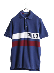 ■ ポロ ラルフローレン ボーダー 鹿の子 半袖 ポロシャツ メンズ S / 古着 POLO 半袖シャツ ロゴ プリント クラシックフィット 胸ボーダー