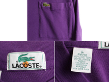 90s ■ ラコステ ポケット付き 鹿の子 半袖 Tシャツ メンズ L 古着 90年代 オールド LACOSTE ビッグシルエット ワニ ロゴ ワンポイント 紫_画像3