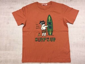 【送料無料】 サーフズアップ SURF'S UP ワンちゃん 犬 かわいい アメカジ ストリート 半袖Tシャツ カットソー メンズ L オレンジ