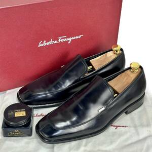 ☆極美品☆ Salvatore Ferragamo サルヴァトーレフェラガモ 6 EEE 3E 黒 ブラック ビジネスシューズ モカシン スリッポン ローファー 革靴