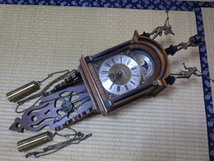 WARMINK ワルミンク　オランダ製　ムーンフェイズ　分銅式　錘式式　柱時計　アンティーク　動作品　ｗ061521_画像1