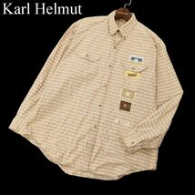 Karl Helmut カールヘルム 通年 長袖 ボタンダウン チェック★ ワーク ビッグシルエット シャツ Sz.M　メンズ ゴルフにも　C3T05652_6#C_画像1