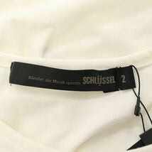 未使用★ SCHLUSSEL シュリセル 春夏 プリント★ Uネック スリム 半袖 カットソー Tシャツ Sz.2　メンズ 白　C3T05719_6#D_画像6