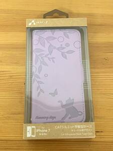 AIR-J エアージェイ AC-P7-CAT PR iPhone7 iPhone6s iPhone6 人気ネコシルエット入り手帳型ケース