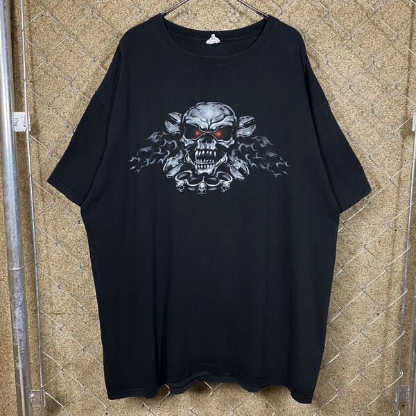 anvil Lethal Threat Tシャツ XL 古着 リールスレット バイカー ハーレー スカル ドクロ ストリート 