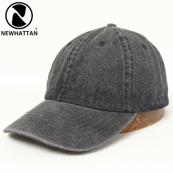 新品 newhattan ユニセックス デニムロ―キャップ ブラック F