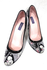 【中古】Emilio Pucci エミリオ プッチ　靴 レディース パンプス グレー系 花柄 9cmヒール サイズ36
