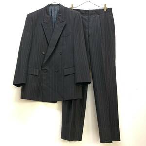 ☆SYSTEM1950 HANABISHI Ermenegildo Zegna エルメネジルドゼニア セットアップスーツ ストライプ柄 毛×絹 ブラック【送料一律/同梱可能C