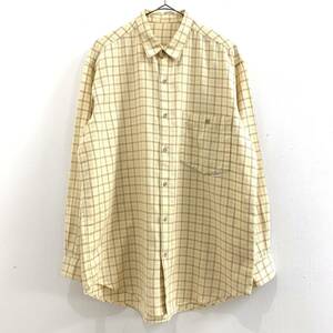 ☆PAPAS ISLAND papas MANIERE DE HEMING パパス マニエール ド ヘミング チェック柄 長袖シャツ M ライトイエロー【送料一律/同梱可能】C