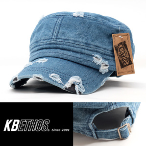 ワークキャップ 帽子 メンズ ケービーエトス KB ETHOS Distressed Solid デニムブルー 正規品 KBK-1466-MDM アメリカ NYC USA