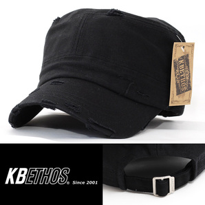 ワークキャップ 帽子 メンズ ケービーエトス KB ETHOS Distressed Solid ブラック 正規品 KBK-1466-BLK アメリカ NYC USAの画像1