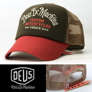 メッシュキャップ 帽子 メンズ デウス エクス マキナ Deus Ex Machina Encounters Trucker オリーブ系 DMW227182-TAC ブランドロゴ