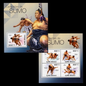 ■ギニアビサウ切手　2012年　日本の相撲　朝青龍 / 白鳳 / 魁皇他　シート+4種シート