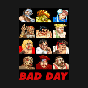 【Tシャツ】　『BAD DAY』　STREET FIGHTER　ストⅡ　スーファミ　S／M／L／XL
