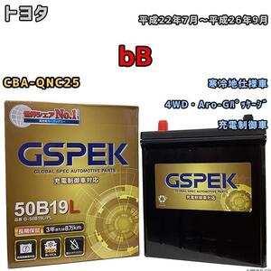 バッテリー デルコア GSPEK トヨタ ｂＢ CBA-QNC25 4WD・Aro-Gパッケージ G-50B19LPL