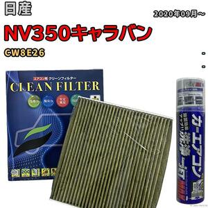 エアコンフィルター エバポレーター除菌消臭剤セット 抗菌 抗ウイルス 日産 NV350キャラバン CW8E26 ディーゼル