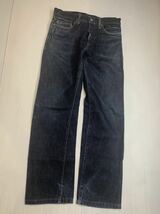 MOMOTARO JEANS 桃太郎ジーンズ　日本製　LOT080 濃紺色落ちデニム　白ペイント　出陣　赤耳ジーンズ　パンツ　W31 L35 約78cm_画像4