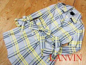 ★ランバン LANVIN★レディース シルク混 スプリングチェックトレンチコート★R50604030B