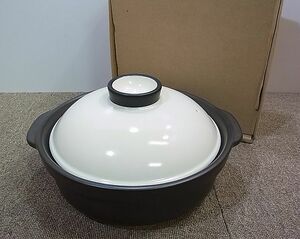 【NG209】KOYO 光洋陶器 土鍋 IHプレート付き ホワイトブラック IH対応 日本製 寸胴型 洋風土鍋 