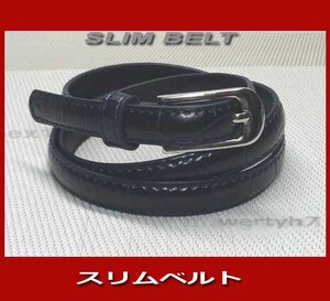  slim belt black color / black / leather compound leather /15mm/ crocodile! black ko style / black ko belt / belt / new goods prompt decision!