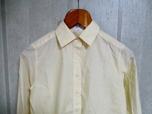 e563　マッキントッシュフィロソフィー　長袖ストライプシャツ　サイズ36　黄色×白　21-8