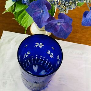 藍色の輝き 江戸切子風グラス4客セット
