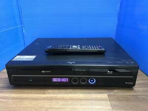 シャープ AQUOS VHS一体型ブルーレイレコーダー BD-HDV22 リモコン付　中古品B-8131