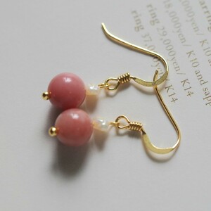  natural pink opal SV earrings .. pink 
