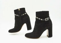 ◇【VALENTINO ヴァレンティノ】ロックスタッズ スエード ショートブーツ ブラック 35_画像7