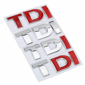 カー用品 車 TDI ステッカー エンブレム クロームメッキ レッド&シルバー セット