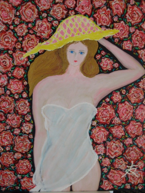 Association nationale des arts TOMOYUKI Tomoyuki, Belle fille parmi les roses, Peinture à l'huile, F30:90, 9×72, 7 cm, Peinture à l'huile unique en son genre, Nouvelle peinture à l'huile de haute qualité avec cadre, Dédicacé et garanti authentique, Peinture, Peinture à l'huile, Portraits