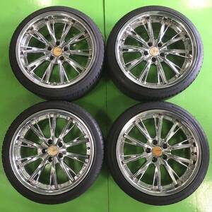 NT178 中古 ANHELO CORAZON アネーロコラソン ホイール 19×8.5J +35 19×9.5J +38 PCD 114.3 タイヤ 225/40R19 245/35R19 4本【セルシオ】