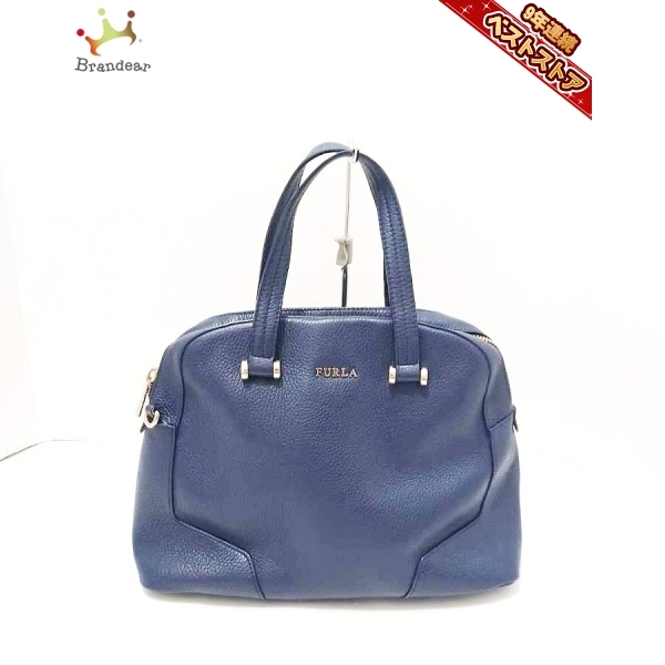 2023年最新】ヤフオク! -フルラ ハンドバッグ ネイビー レザー furlaの