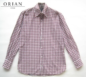 極上イタリア製!!オリアン ORIAN*Vintage SLIM FIT チェック柄ボタンダウンシャツ XS 実寸S 