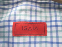 美品イタリア製!!イザイア ISAIA*美シルエット 爽やかチェック柄ドレスシャツ 39 実寸M 白×紺×緑 _画像4