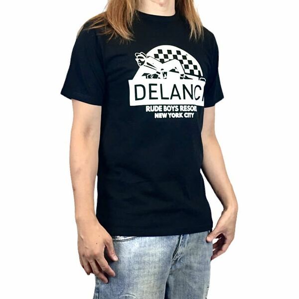 新品 DELANCI デランシー 2TONE レコーズ ロゴ 2トーン スペシャルズ チェッカー バックプリント Tシャツ 黒 M スカ レゲエ パンク バンド