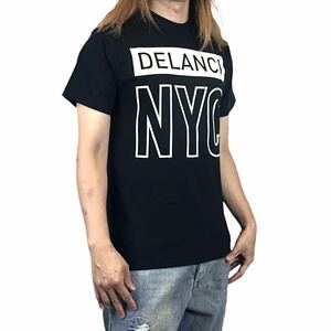 新品 DELANCI デランシー NYC ニューヨークシティ ボックス ロゴ Tシャツ 90年代 ストリート スケーター SK8 ブランド 黒 ブラック Sサイズ