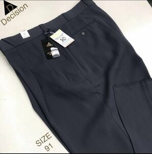 ★紳士・服工房【感謝セール】★新品★未使用As,Decision COOL BIZ（クール・ビス）スリップ止め×腰裏/GOLF /サイズ91/2タック/薄鼠色系