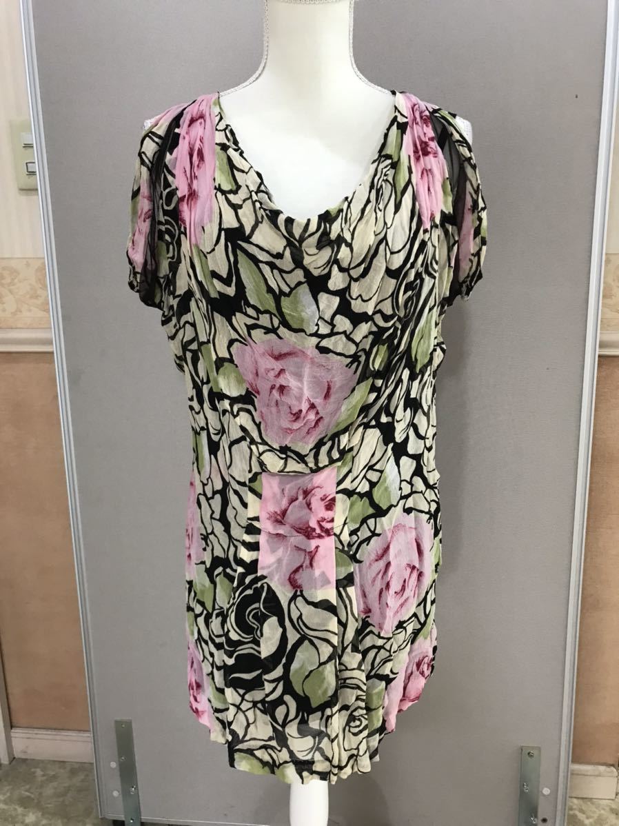 AIC エーアイシー　カシュクール　薔薇柄　ドレス　ワンピース　インナー付　Sサ