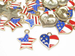  America national flag 2 kind Heart . star charm parts 20 piece 