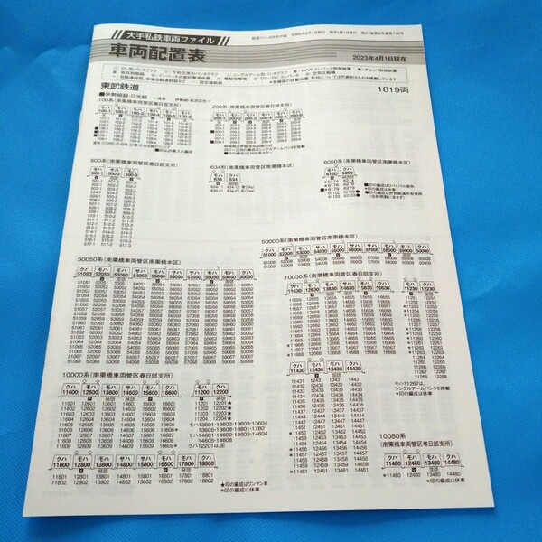 即決!大手私鉄車両ファイル車両配置表鉄道ファン付録
