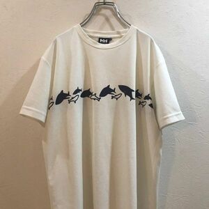 サメデザイン★HELLY HANSEN/ヘリーハンセン 半袖 Tシャツ ホワイト 白 メンズ　Mサイズ